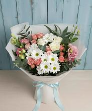 Букет цветов из:  Розы, Лизиантусы и Хризантемы #REPLACE_PRED# Дунай