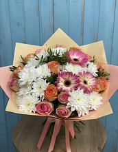 Букет цветов из:  Розы, Герберы и Хризантемы #REPLACE_PRED# Дунай