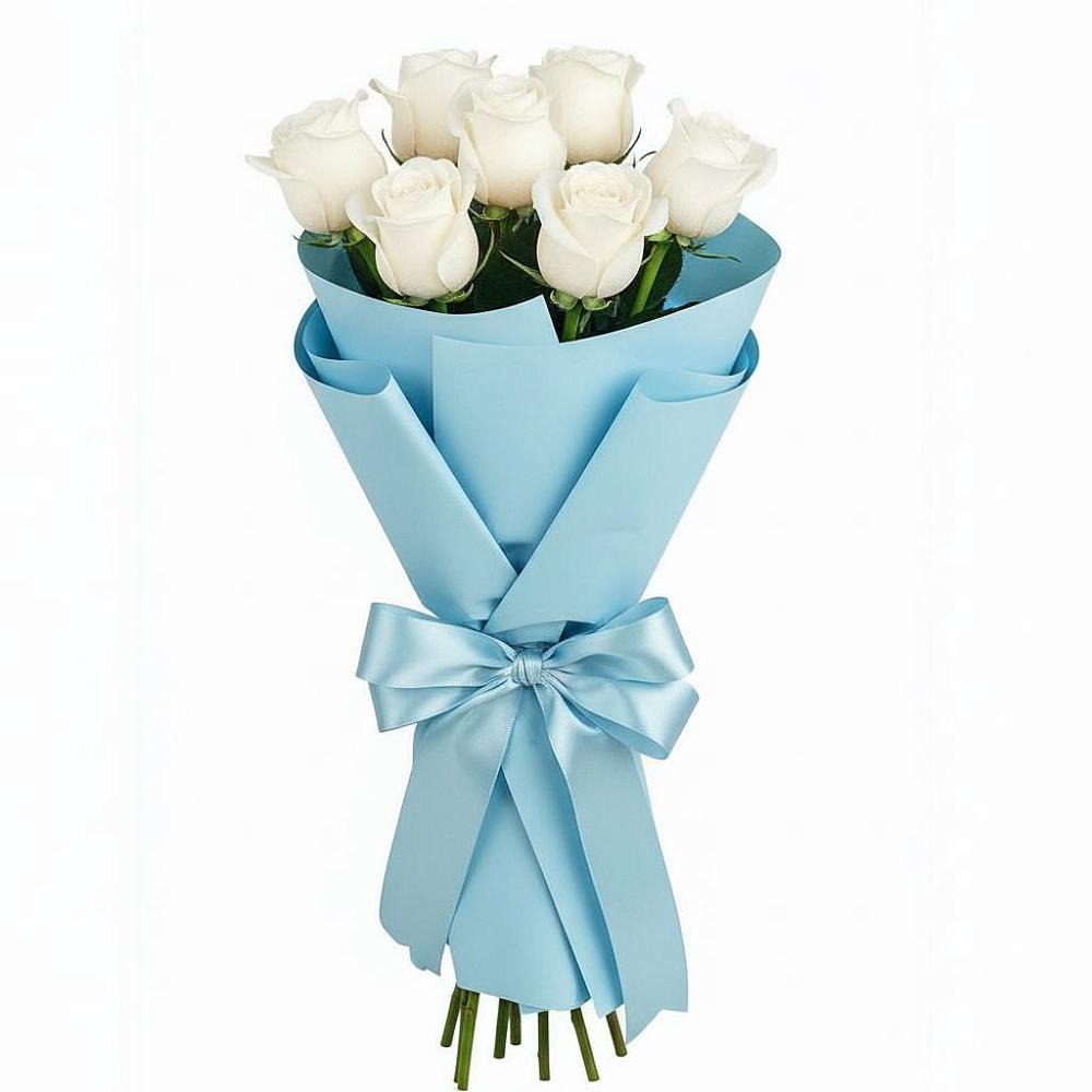 Букет 7 белых роз Проуд в Дунай