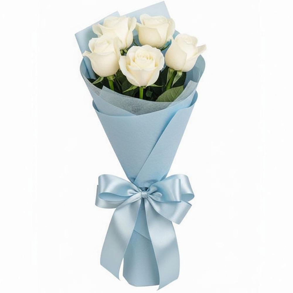 Букет 5 Белых роз Проуд в Дунай