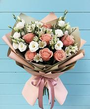 Букет цветов из:  Розы, Альстромерии и Лизиантусы в Дунай