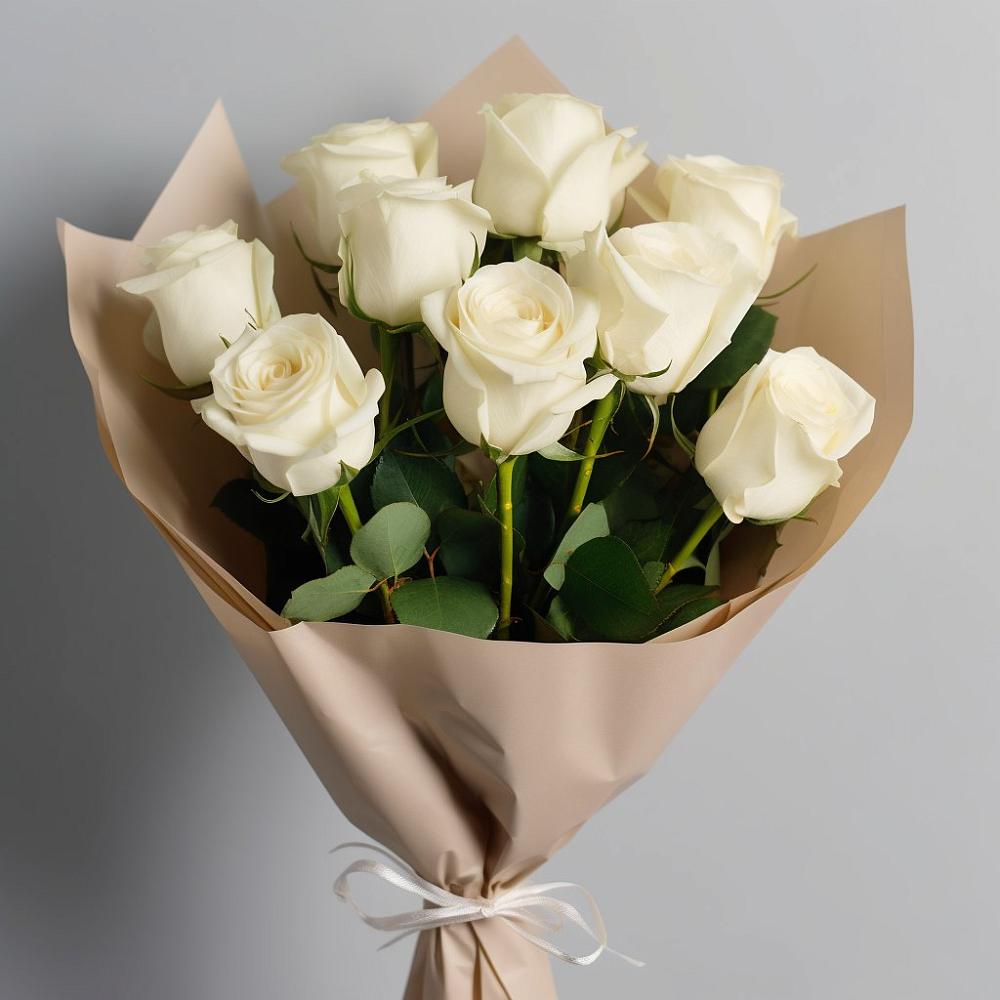 Букет 9 Белых роз Эдлесс Лав в Дунай