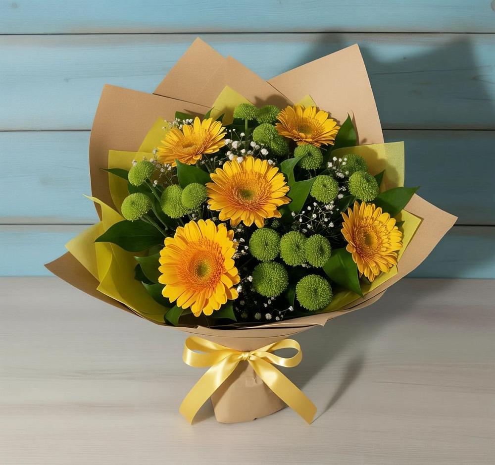 Букет цветов из: Герберы и Хризантемы в Дунай