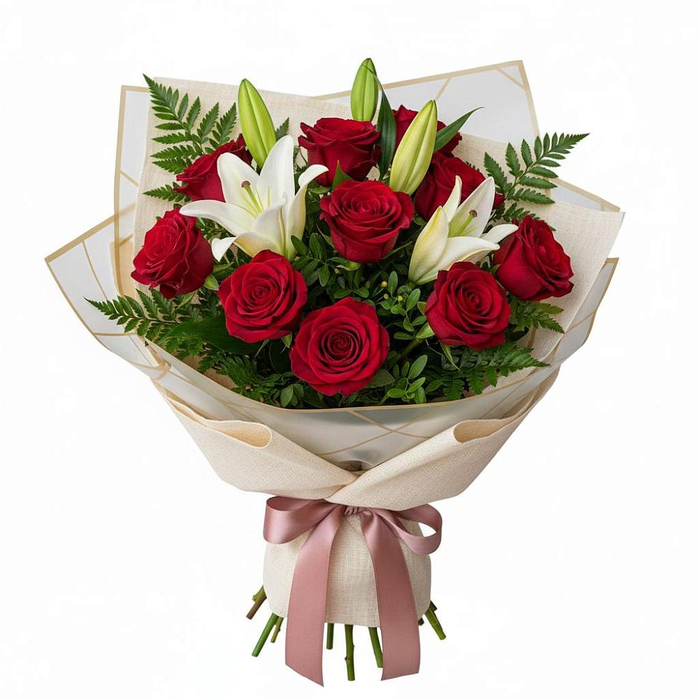 Букет цветов из: Лилии и Розы в Дунай