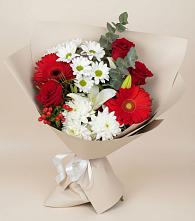 Букет цветов из:  Розы, Хризантемы, Герберы и Лилии в Дунай