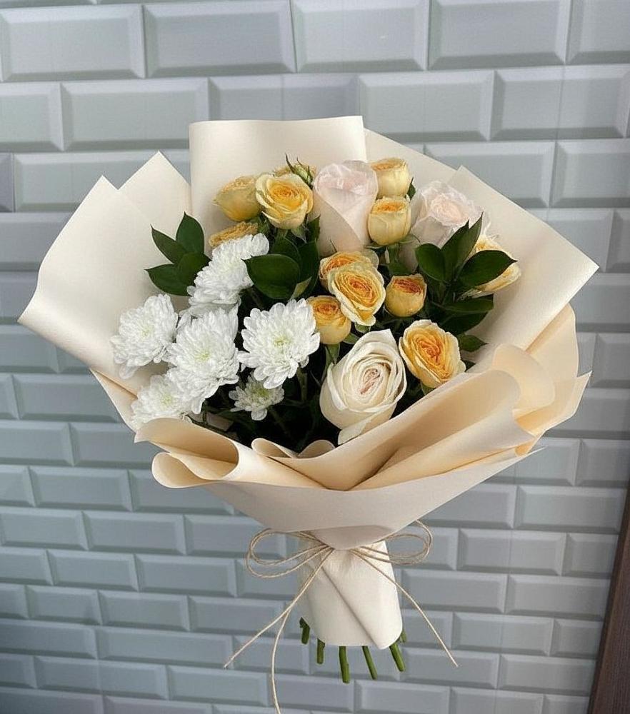 Букет цветов из: Розы и Хризантемы в Дунай