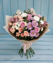 Букет цветов из:  Хризантемы, Розы и Альстромерии в Дунай