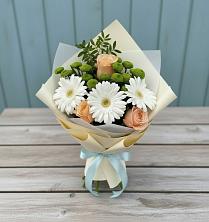 Букет цветов из:  Герберы, Розы и Хризантемы в Дунай