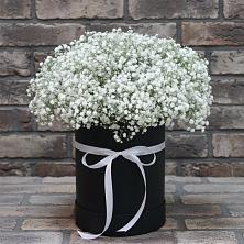 Цветочная композиция из Гипсофила в шляпной коробке в Дунай